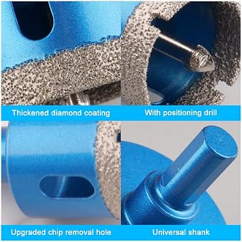 Diamond Core Drill Bit Set 20/25/35/50mm Vacuum Brazed | with Pilot Center Drill Bit, Diamond Hole Saw, Diamond Drill Bits For Porcelain Tiles Glass Ceramics Marble Granite