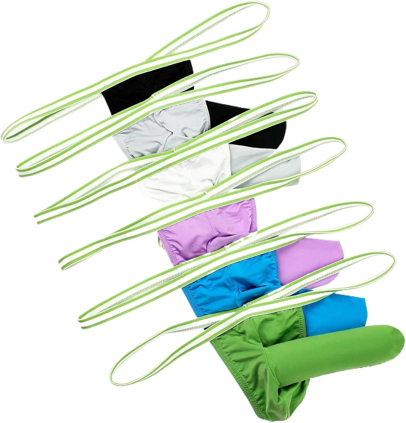 Men's See Through Bulge Pouch T-back Thong Underwear Low Waist Ice Silk String Tangas 3-6 Pack