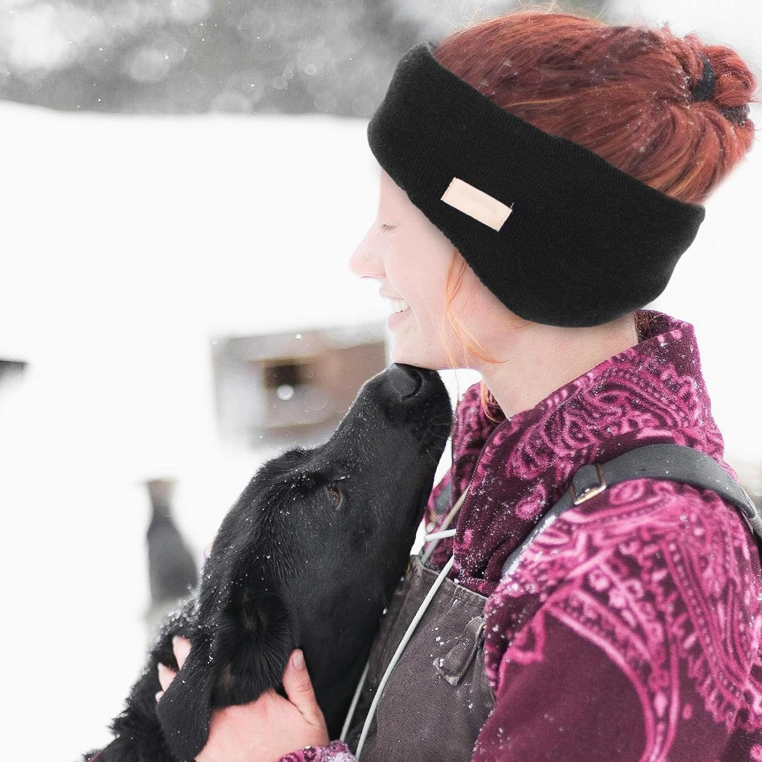 Noise Cancelling Sleeping Ear Muffs for Men and Women, Black Plush Ear Warmers with Wind Protection and Soft Comfortable Fleece Headband for Settings and Sleep