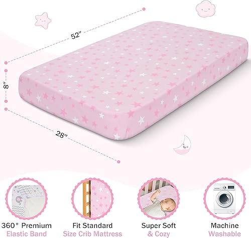 Miniatura 2 de Sábanas para cuna de bebé niña + funda de almohada para bebé, sábanas de algodón para cuna, sábanas suaves para cuna, sábanas de cuna estándar de 52