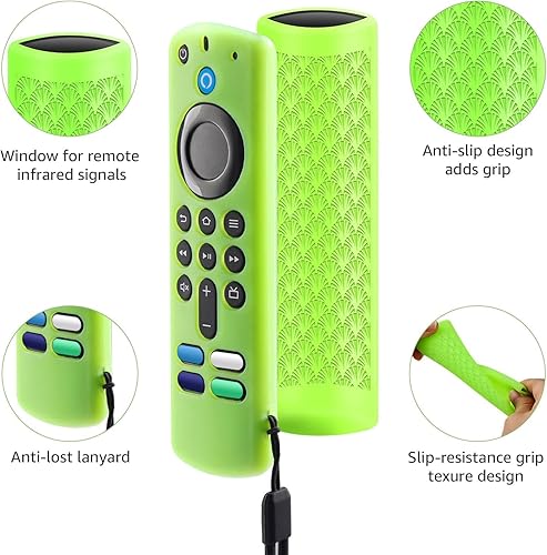 Vista 5 de Paquete de 3 fundas para control remoto Fire Stick, que brilla en la oscuridad, para Fire TV Stick 4K/Alexa Voice Remote 3ª generación, funda Azul