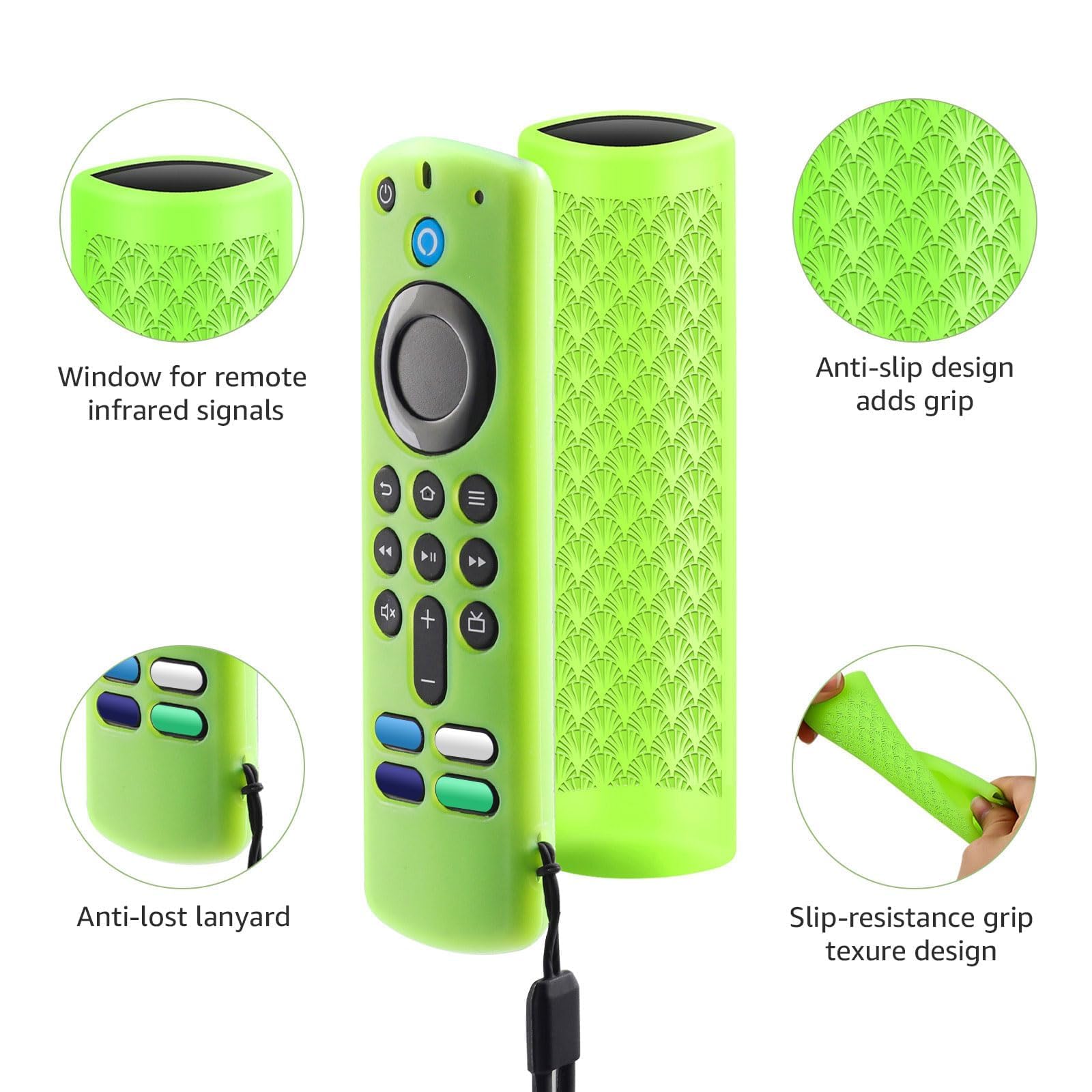 Firestick - Juego de 3 fundas para mando a distancia compatible con TV Stick de 3ª generación, dispositivo de transmisión 4K Max 2021, mando a distancia por voz, funda de silicona antideslizante con