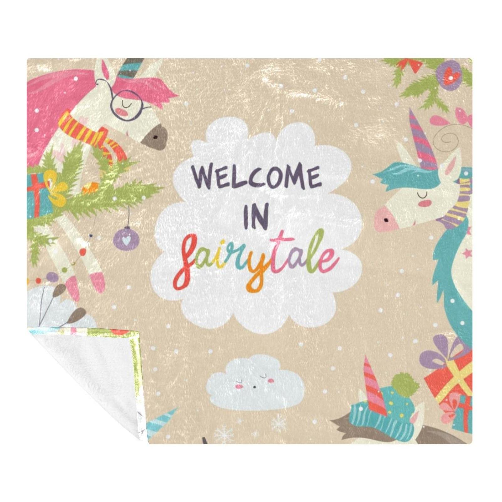Couverture polaire licorne de dessin animé pour lit et canapé