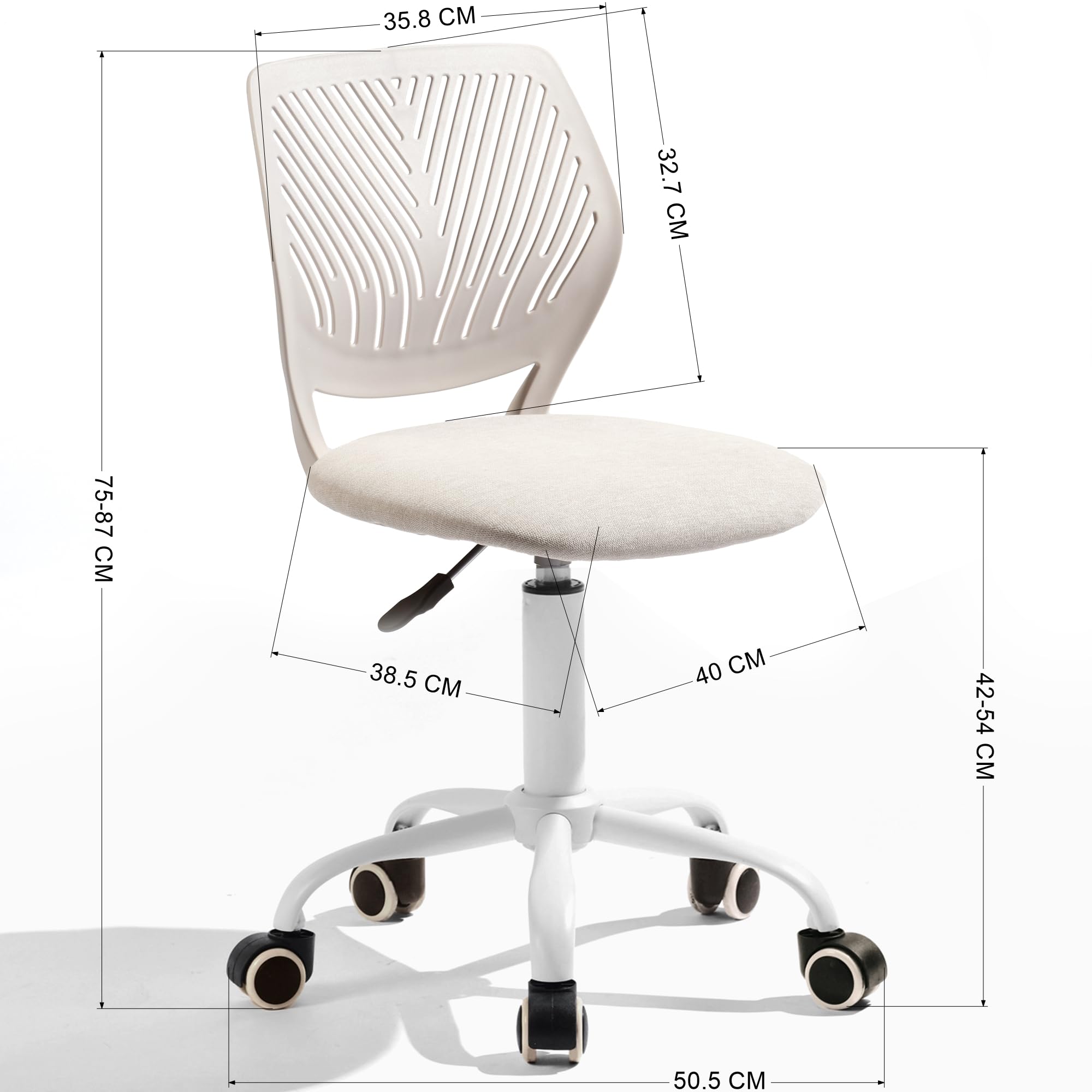 Sedia ergonomica per scuola con schienale in rete traspirante, altezza regolabile, rotazione 360°, Morandi Beige