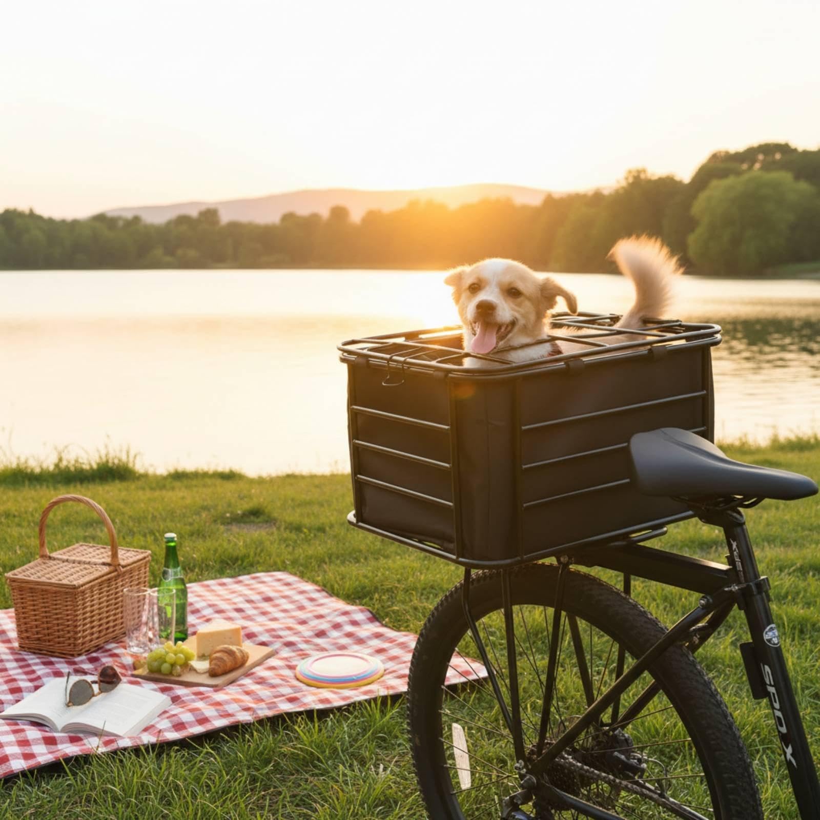 predolo Trasportino per Cani da Bicicletta Universale, Cesto Bici con Coperchio, Telaio Rinforzato Cestino Posteriore per Bicicletta, per Spostamenti Quotidiani