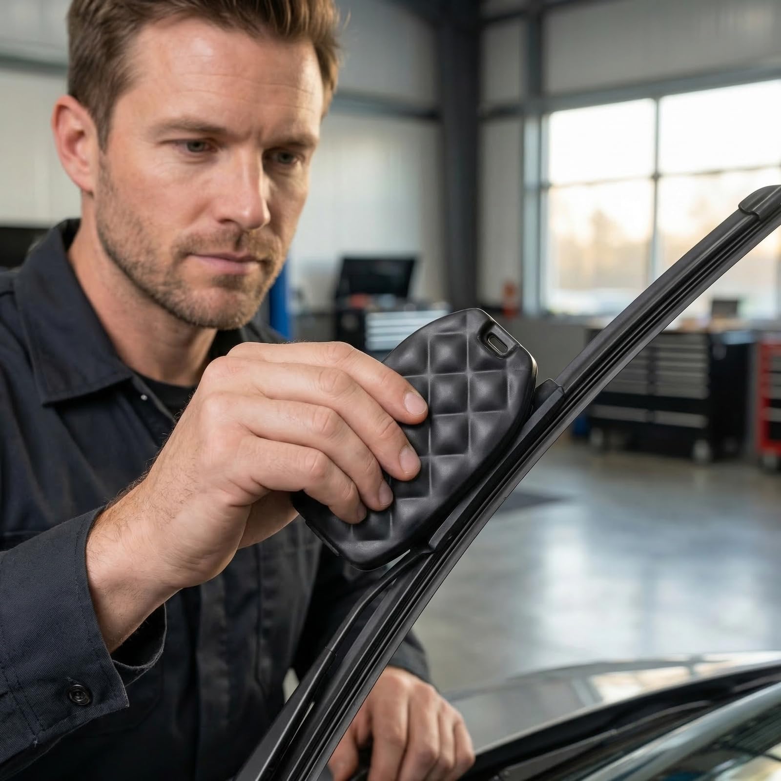 Set di riparazione per tergicristalli e spazzole tergicristalli, universale, per auto, con motivo a diamante, colore nero