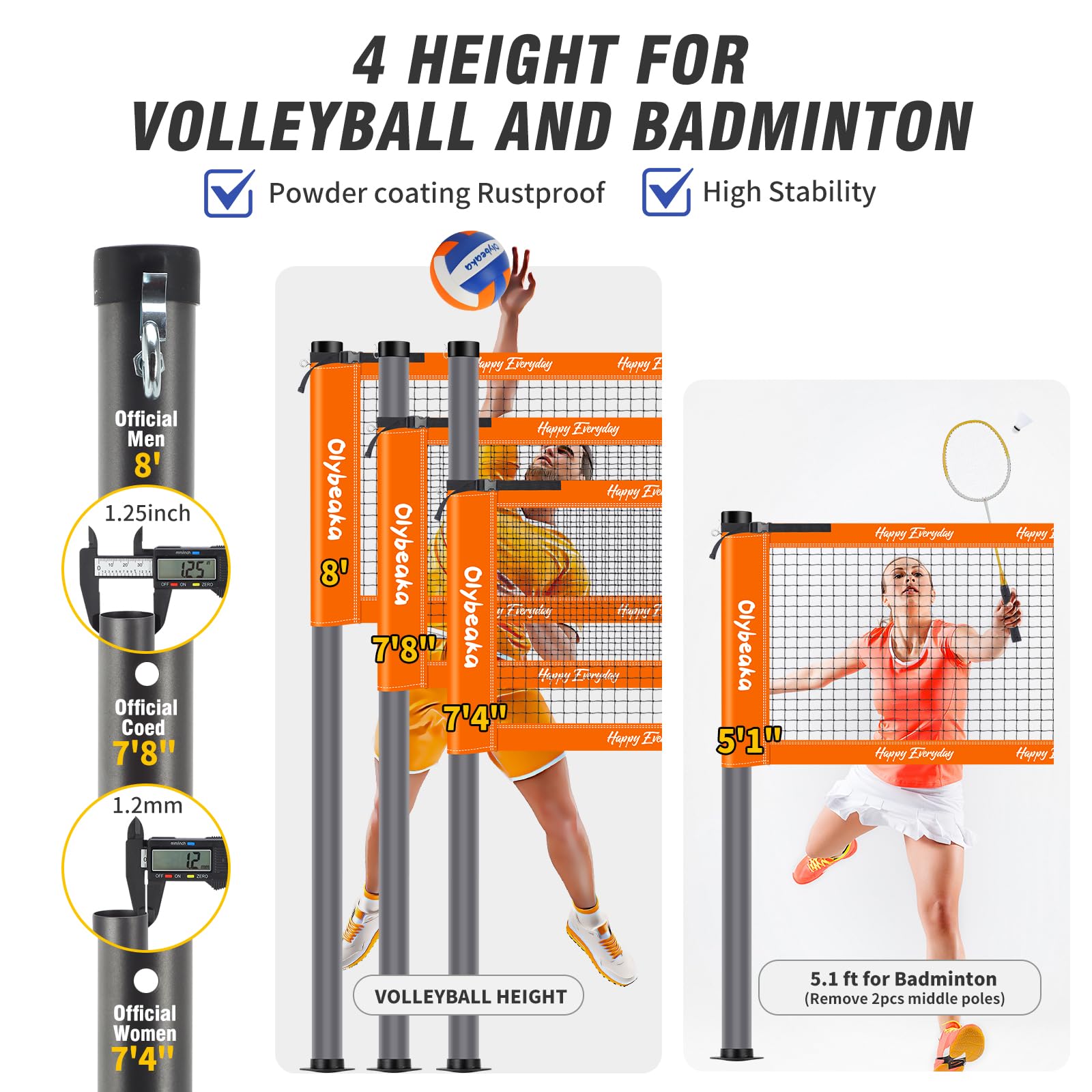 Robustes Volleyball- und Badminton-Kombi-Set