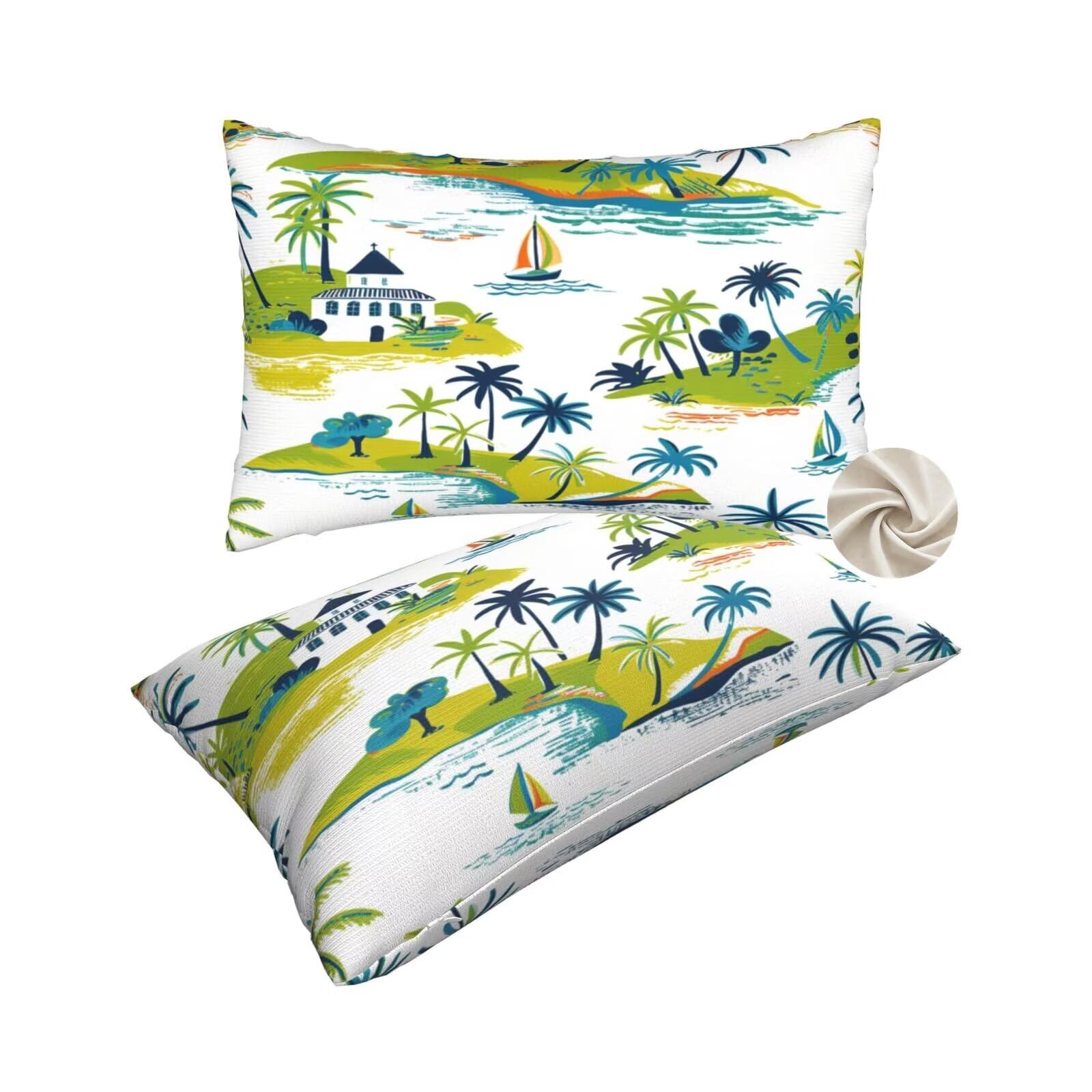 Housse de coussin vert 40x70 cm l'île pour sublimer votre canapé de salon