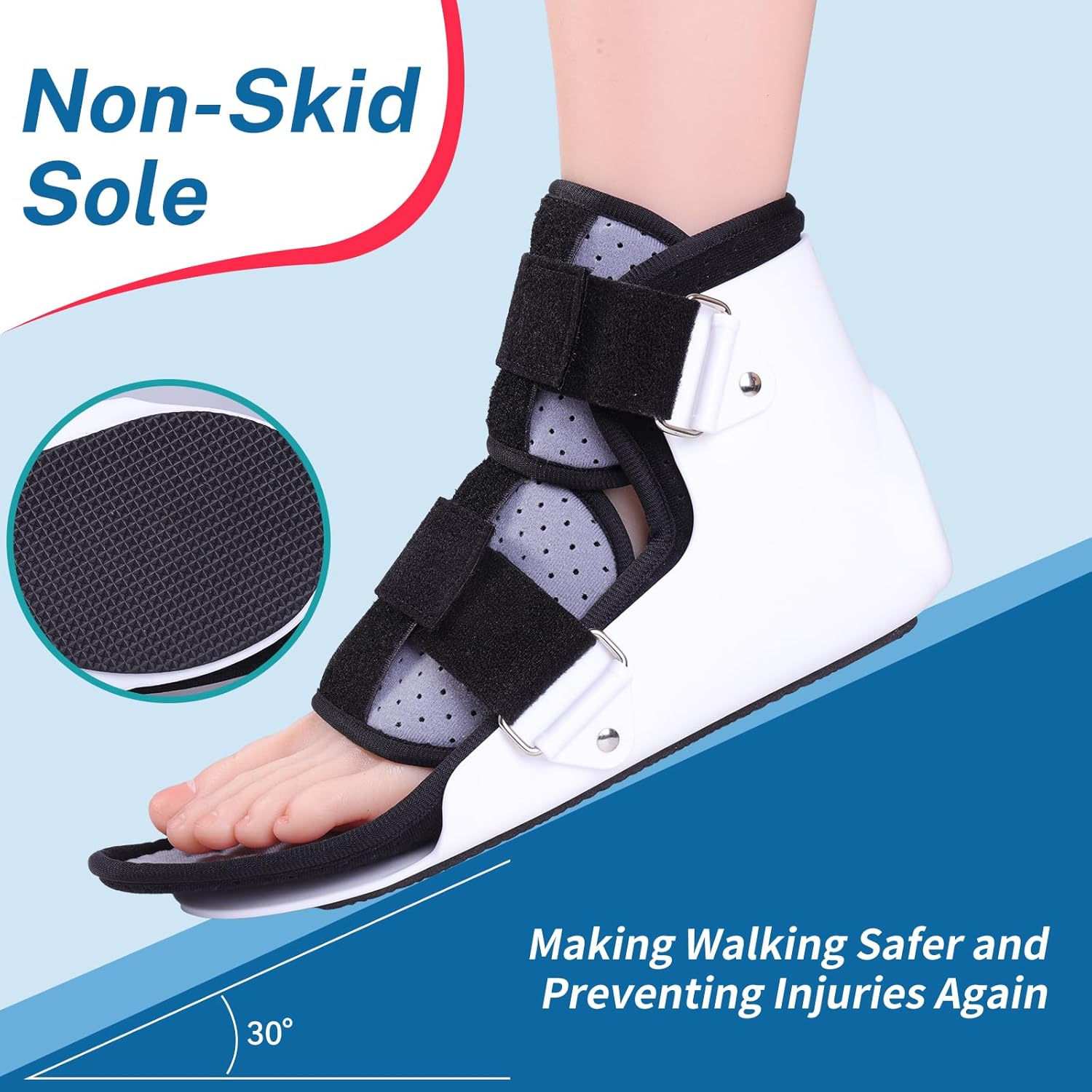 Post Op Shoe Foot Brace - Air Walker Boot, Orthopedic Surgical Cast Shoe for Broken Toes, Injured Foot Protection, Stress Fracture Recovery Medical Boot (Right, Suit for 9.84"-10.43")