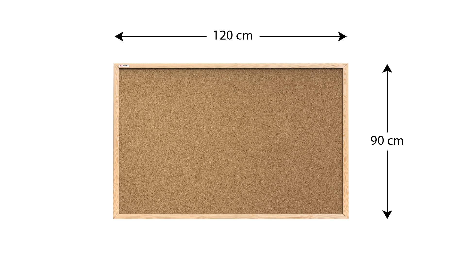 ALLboards Lavagna in Sughero con Cornice in Legno 120x90cm, Bacheca Sughero per Puntine Spille Memoboard
