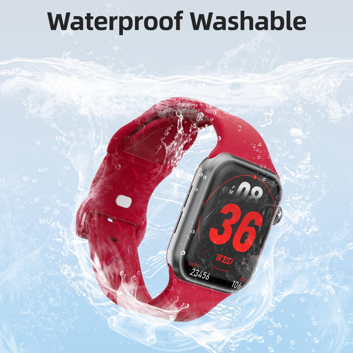 WSV Sport Bands Compatible with Apple Watch 38mm 40mm 41mm 42mm 44mm 45mm 46mm 49mm for Women Men,Soft Silicone Waterproof Strap for iWatch Series 10 9 8 7 6 5 4 3 2 1 SE Ultra - Image 4