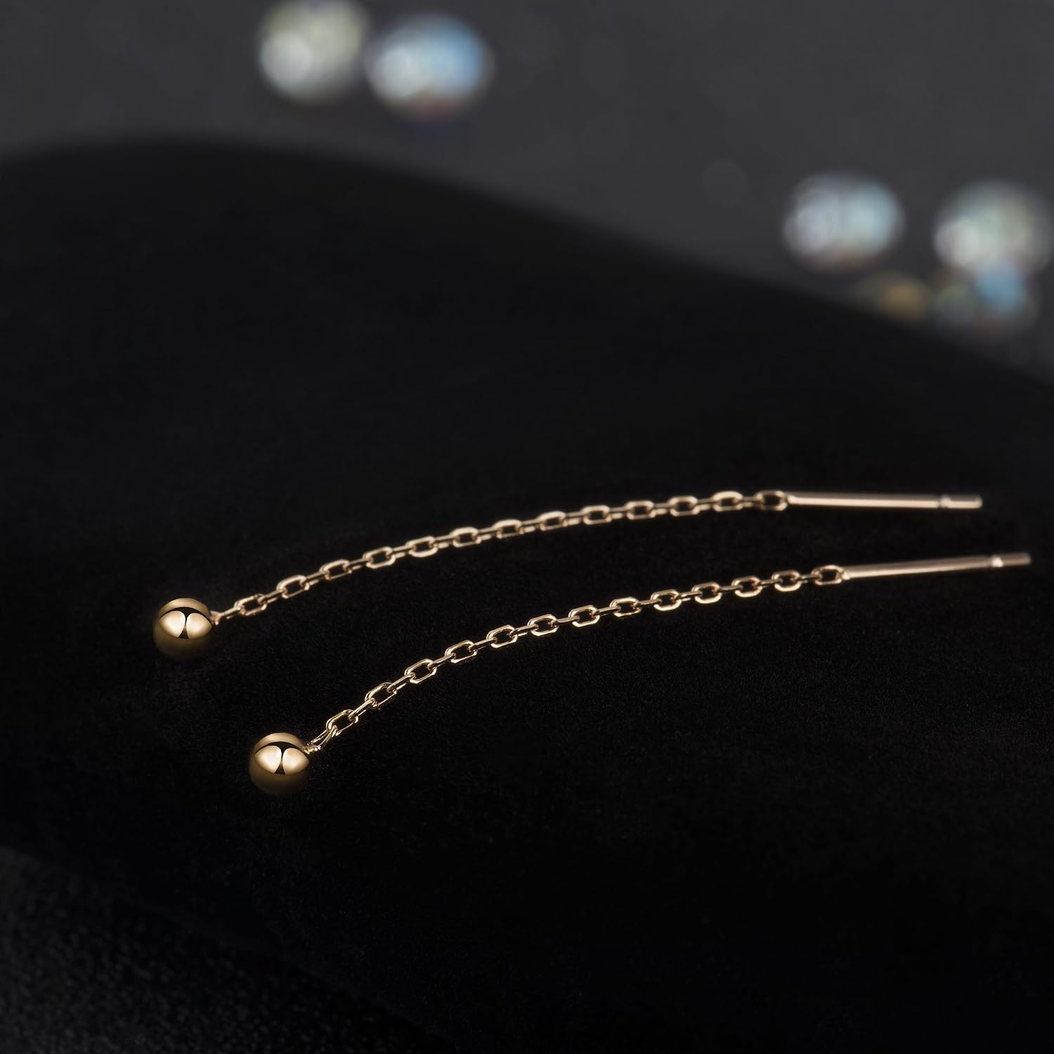 S.Leaf Threader Earrings for Women 925 Sterling Silver Gold Plated Hypoallergenic Backless Ardant Chain Duster Tassel Drop Double Piercing Pull Through Earrings for Women Trendy