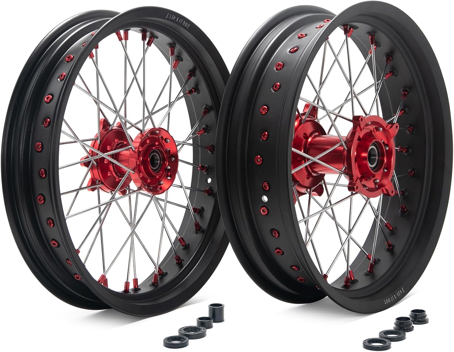 TOFR 17"x3.5/4.25 Supermoto Wheels Set For Honda CRF450R CRF250R 13-24 CRF250RX 19-24