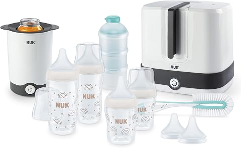 NUK Confezione Completa Perfect Match | 6+ Mesi | Sterilizzatore Vario Express, 4 Biberon, Scalda Biberon, Scovolino...