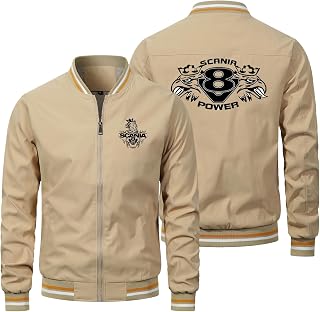 RIDAEX Men's Thin Bomber Scania Logo Jacket Windproof Baseball Style Athletic Outerwear with Pocket Ideal for Cycling Workouts Teen Gift