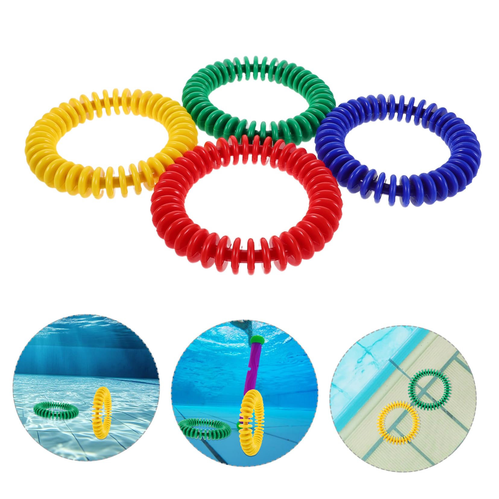 Abaodam 4pièces Jouets De Plongée avec Anneaux pour Piscine Accessoires Aquatiques Colorés pour Garçon Fille Équipement De Jeu pour Piscine