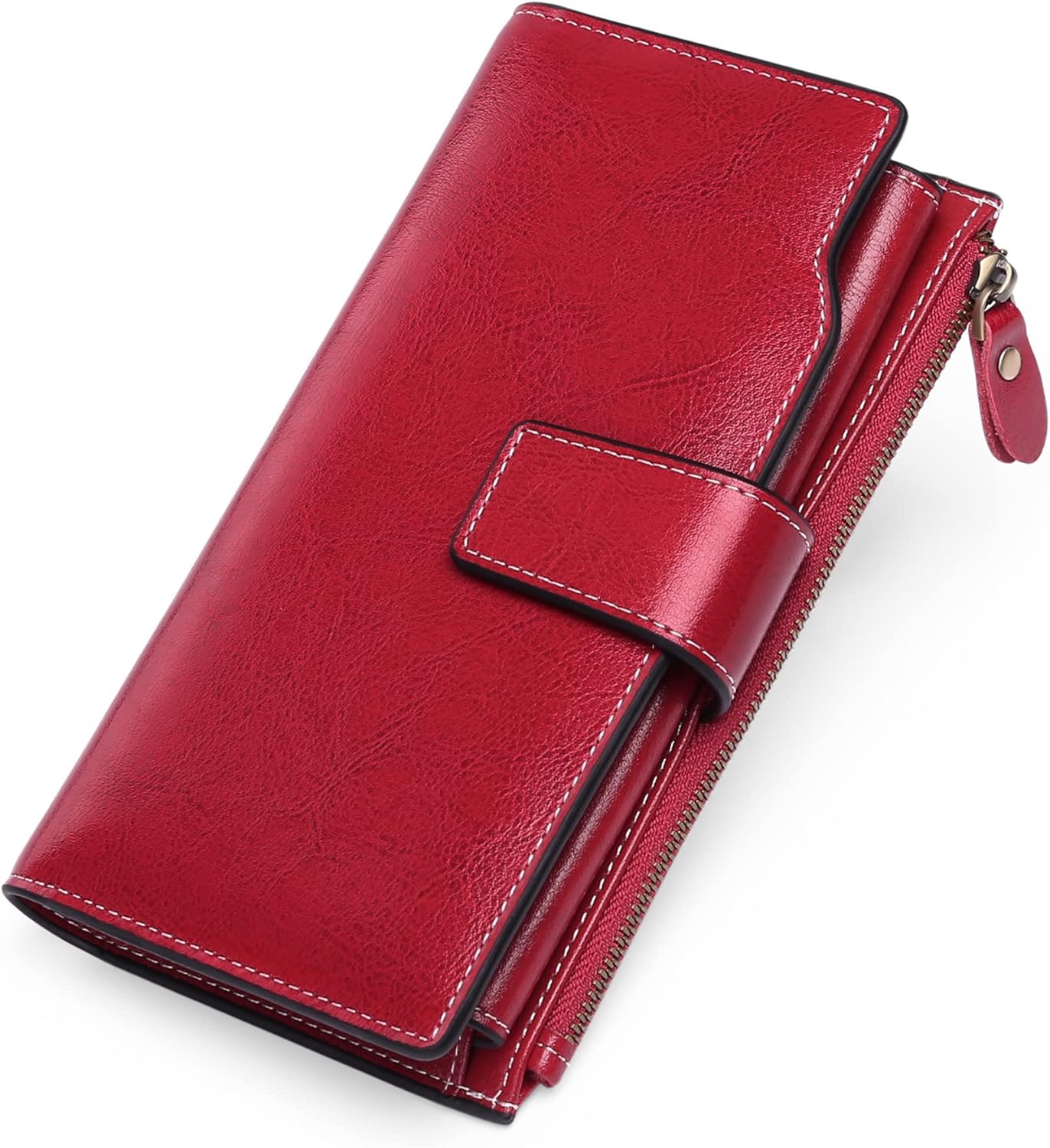 SENDEFN Women Leather Wallets RFID Blocking Clutch Card Holder Ladies Purse with Zipper Pocket