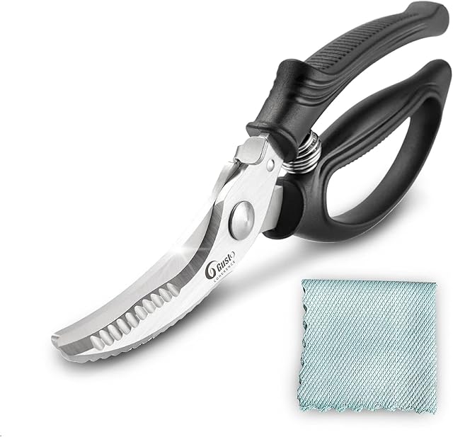 Heavy Duty Poultry Shears - Sharp Home Cooking Kitchen Scissor with Safety Lock & Hang Hole, Stainless Steel with Anti-Slip Handle for Cutting Food, Chicken, Bone, Meat, Fish, Vegetable, Herb