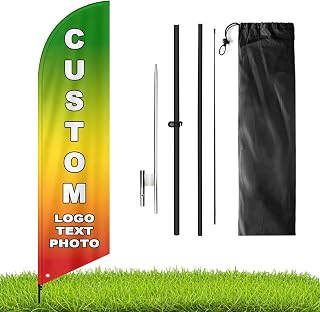 Custom Advertising Feather Flag Custom Personalized Feather Flags Banner For Outside Business Advertisement, Add Customized Business Logo Double Sided, 1.6x6.6Ft,