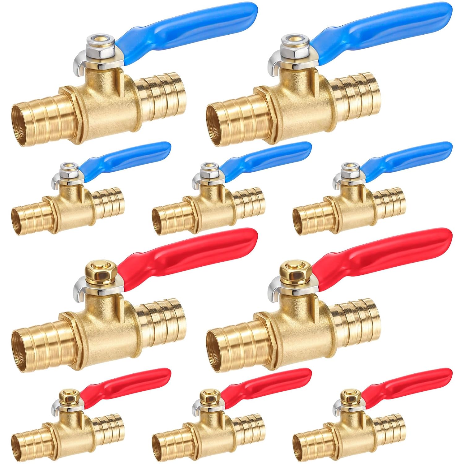12 Pack 1/4 Inch Pex Shut off Valve, Pex Brass Ball Valve Full Port Shut-off Stop Fittings No Lead Brass Fittings