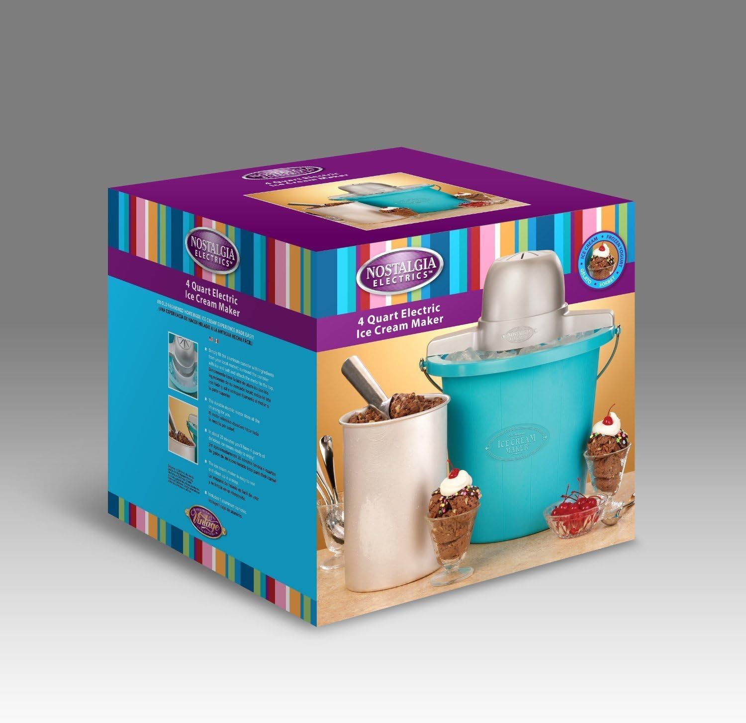 Scooping freshly made ice cream from the aluminum canister