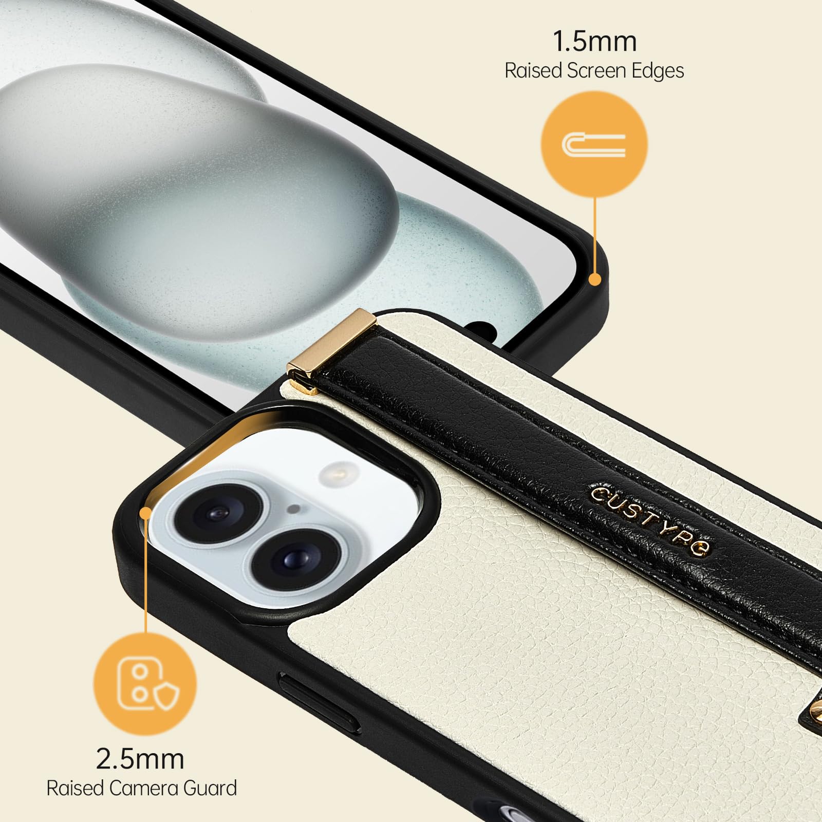 CUSTYPE Compatible with iPhone 17 Case with Adjustable Wristband