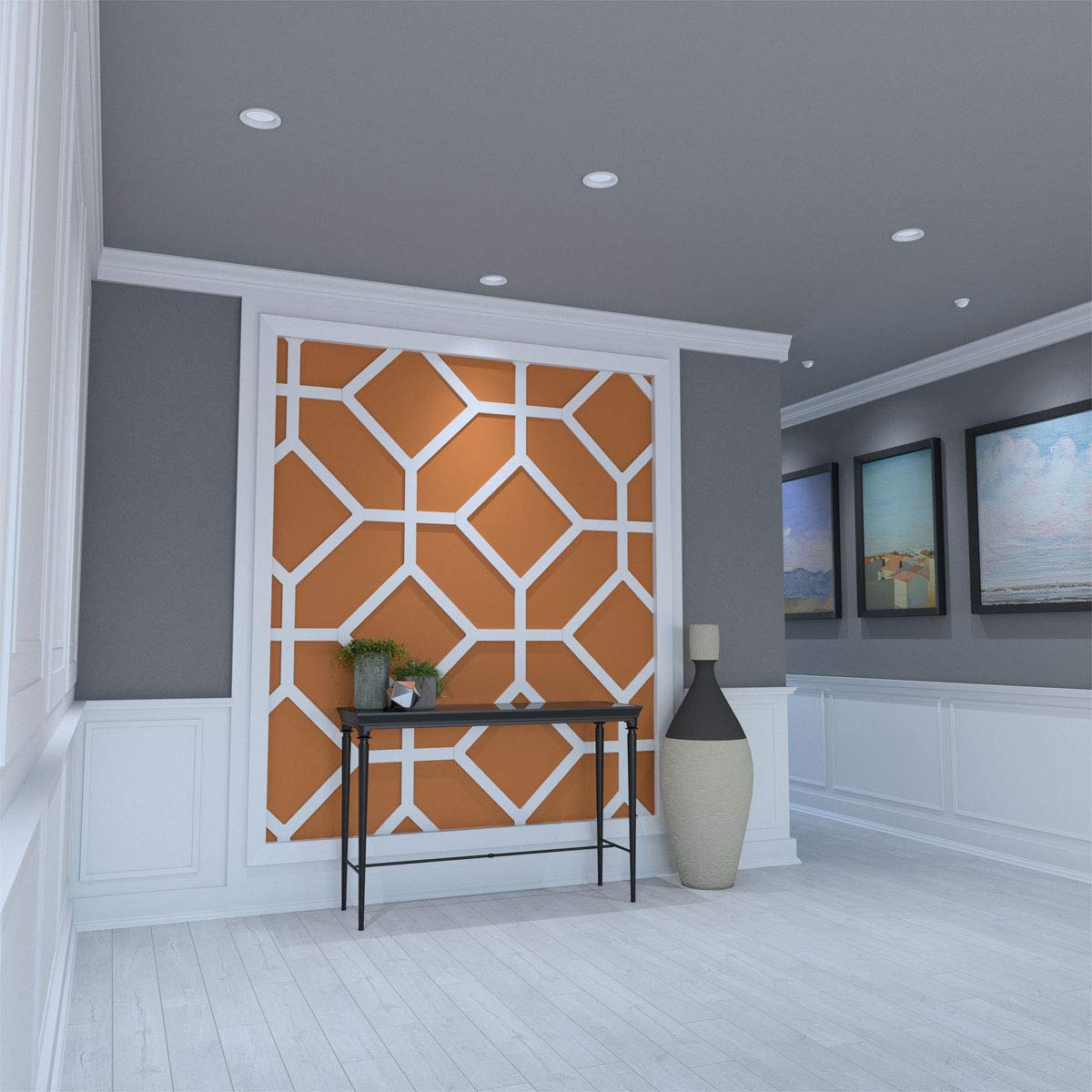 Ekena Millwork 39 "W x 23 3/8"H x 3/8"T Large Cameron Decorative Fretwork Wall Panels in Architectural Grade PVC