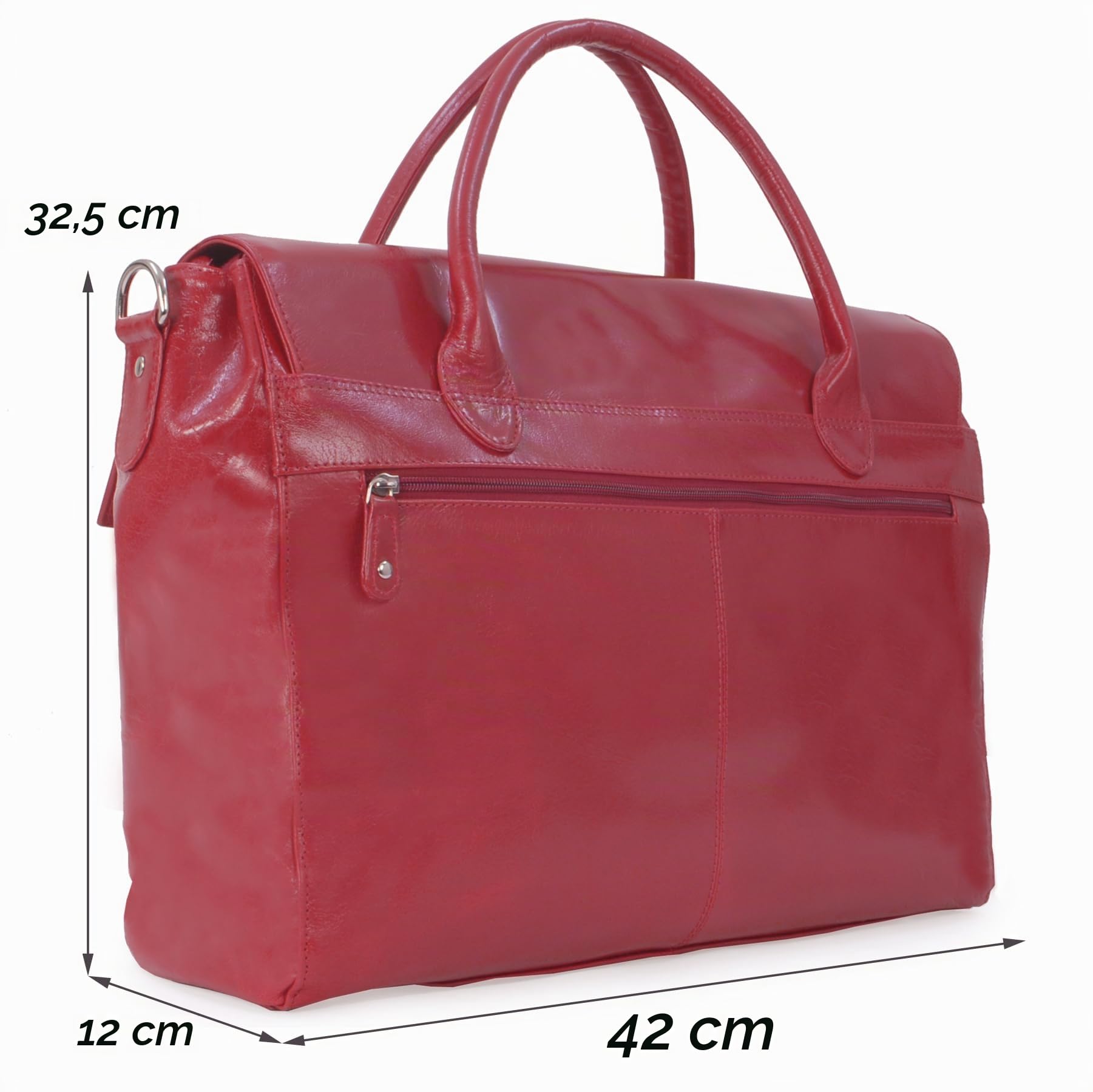 Catwalk Collection Handbags - Bolso Ordenador Portatil Mujer Piel - Bolso Bandolera Grande de Trabajo - Maletín con Funda Acolchada - Helena - Rojo