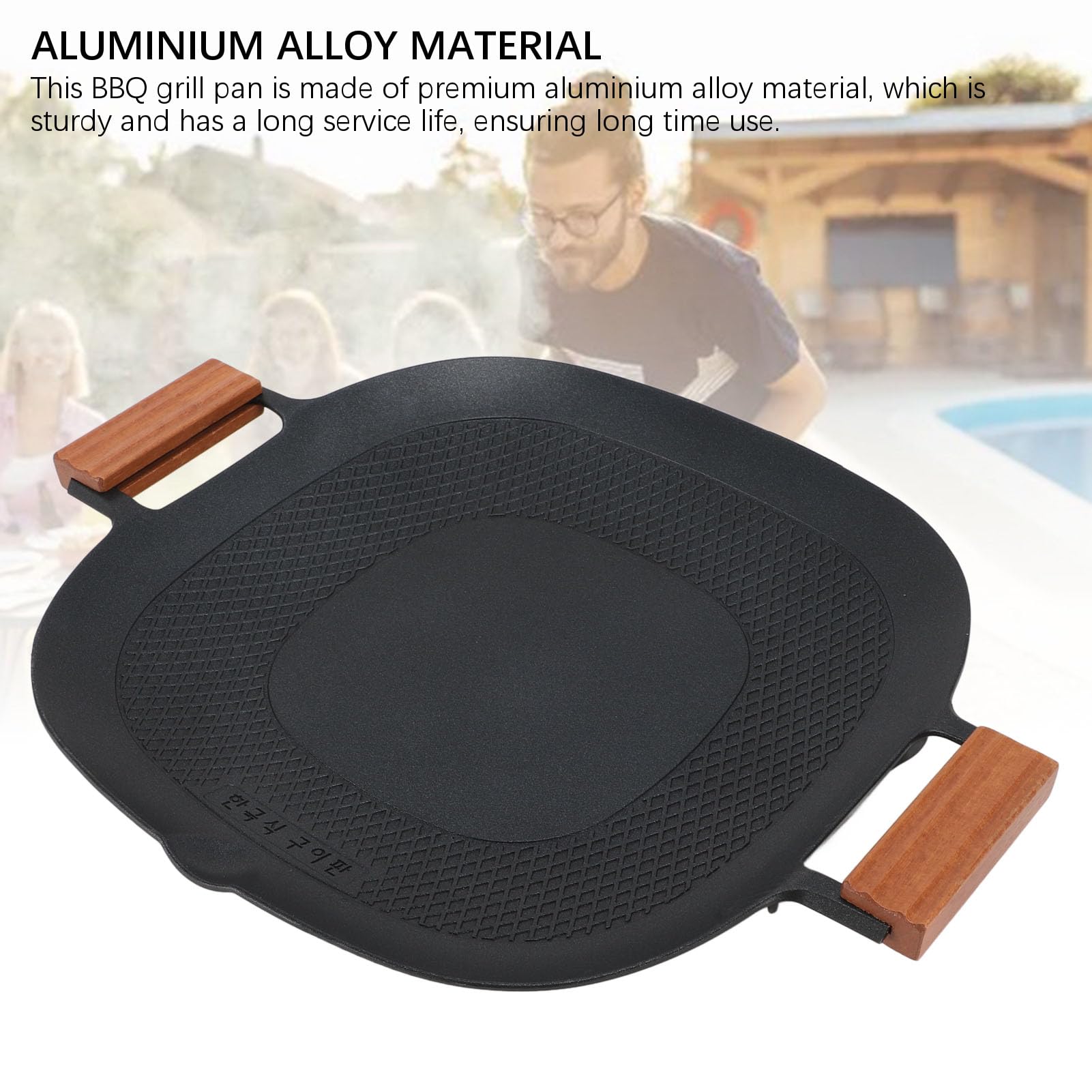 SEAFRONT Alloy BBQ Griglia Padella, 15.2x12.6in Fondo Piatto