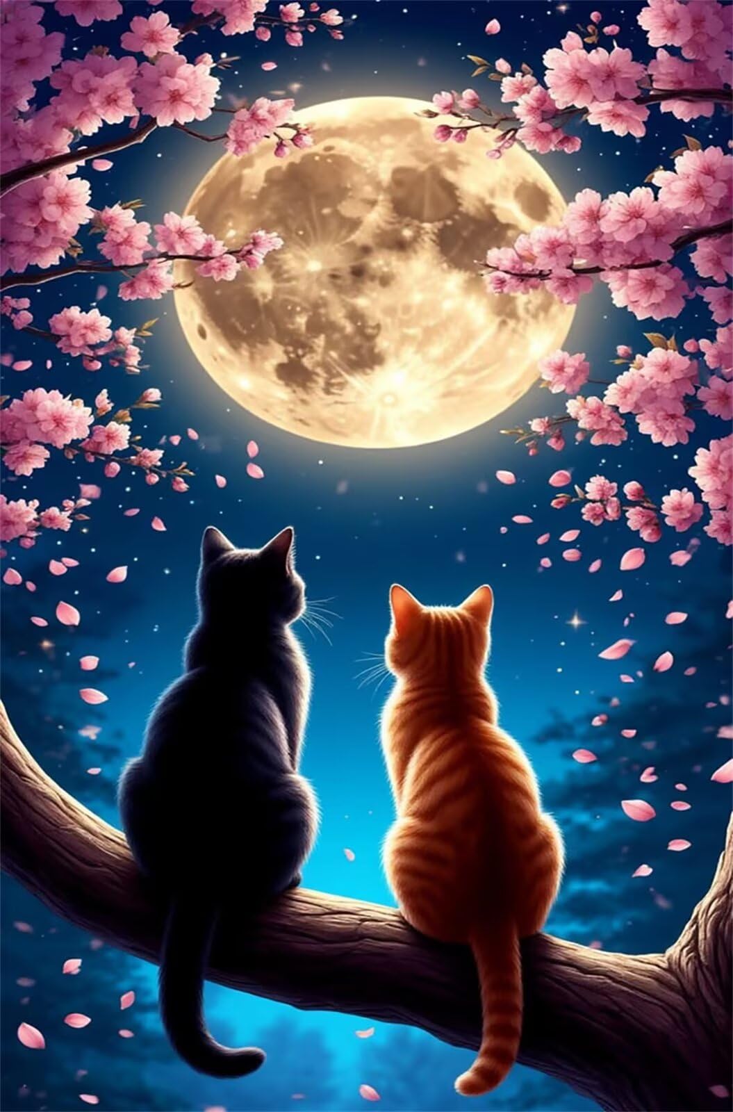 Puzzle para Adultos 1500 Piezas, Gato Flor Luna, con Póster, Piezas de Encaje, Letras en la Parte Posterior, Decoración de Pared, Regalo para Adultos (87x57cm)