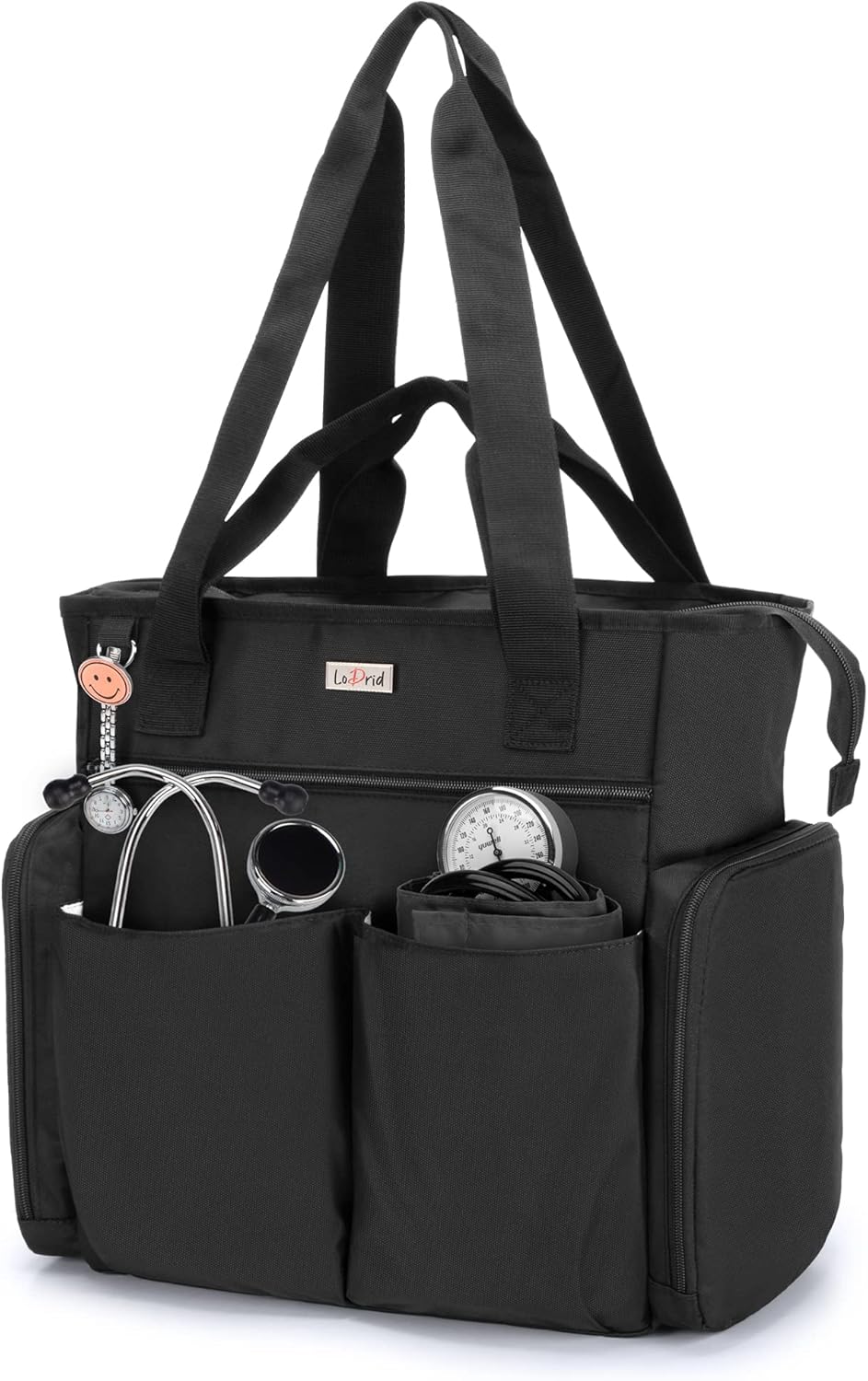 LoDrid Nurse Bag with Bottom Padded Pad, Nursing Bags for Nurses, Medical Work Bag