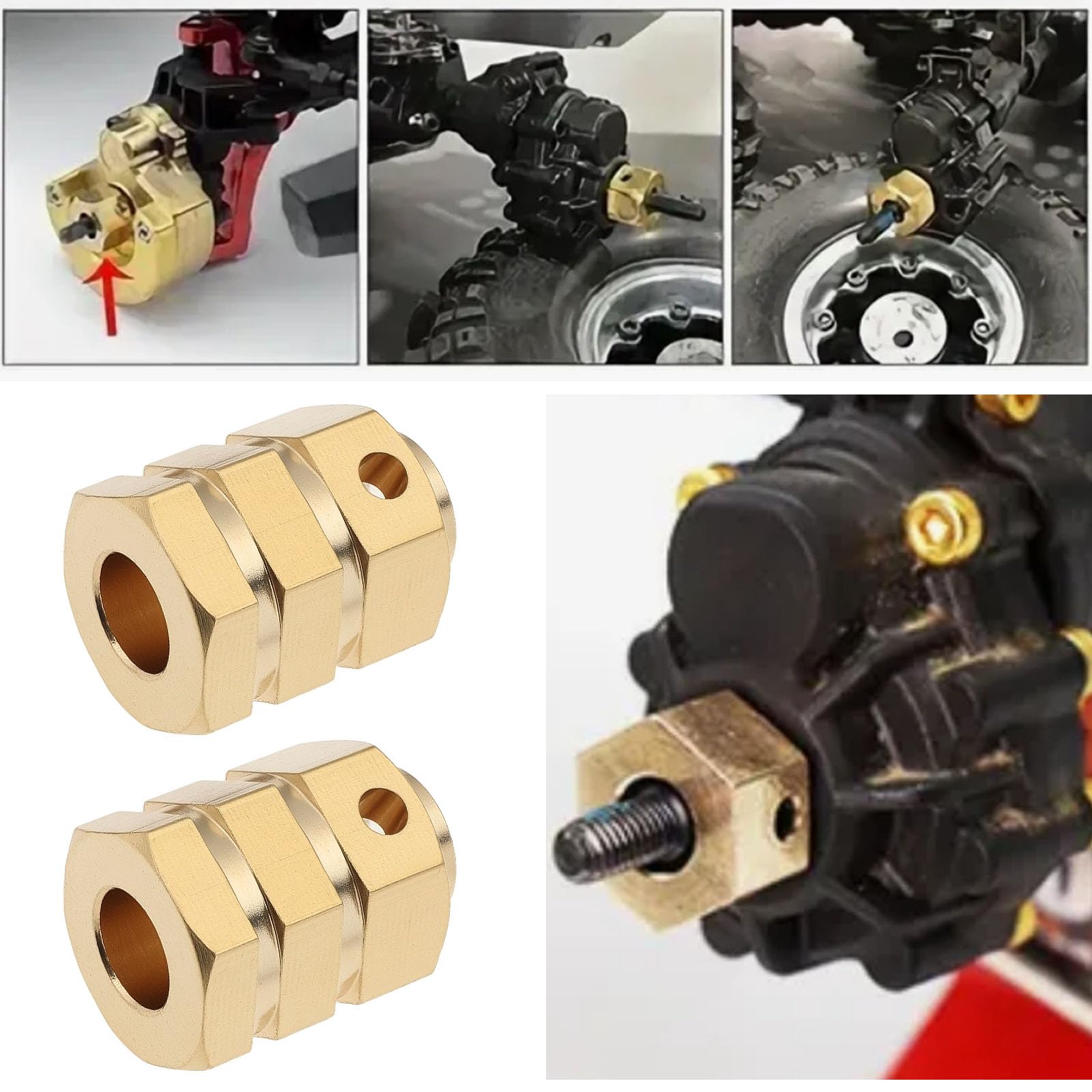 1 Juego de Adaptador de Extensi¨®n de Rueda de Lat¨®n Hexagonal de 15 Mm Compatible con TRX4 1/10 RC Crawler Truck Car
