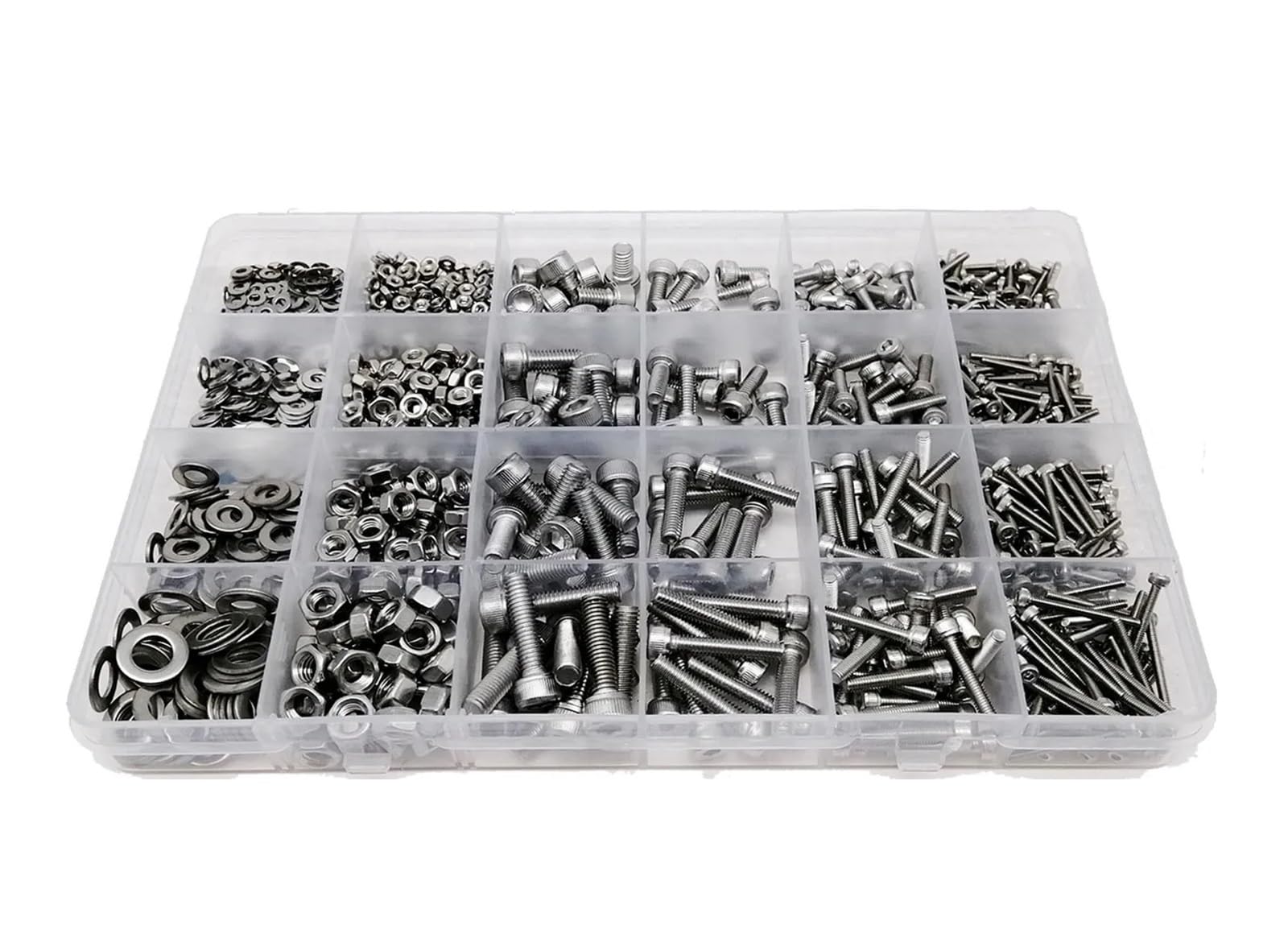 GamirA 1140 Uds M2 M3 M4 M5 304 Acero Inoxidable Allen Hexagonal Tapa de Casquillo botón Cabeza Plana Tornillo Tuerca arandela Juego Surtido (Color : Cap Head)