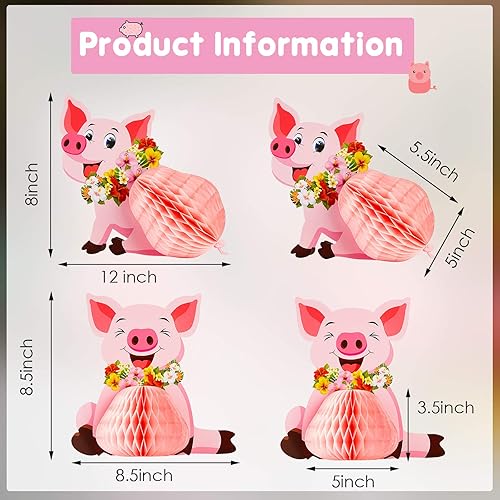 Miniatura 2 de Centro de mesa Luau Pig decoración de fiesta Luau Centerpiece hawaiano tropical decoración de fiesta para fiesta de cumpleaños, baby shower