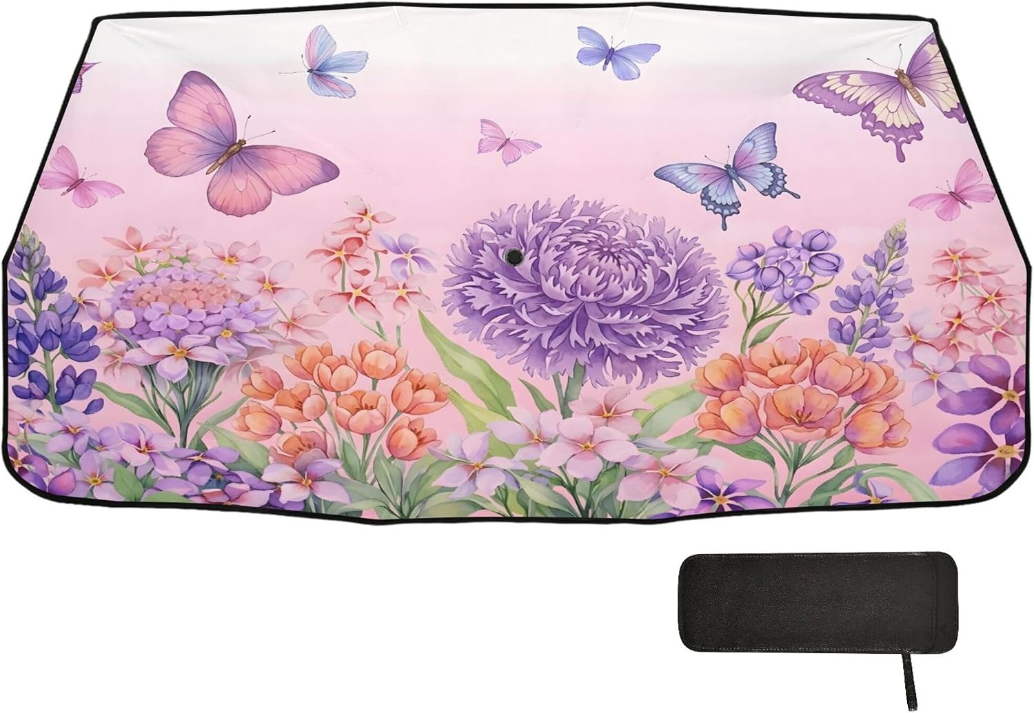 Car Umbrella Sun Shade Cover, Purple Butterfly Umbrella Sun Shade for Car Truck Window Front Windshield, Blocks UV Rays Sun Visor Protector Sun Heat Reflector to Keep Your Vehicle Cool