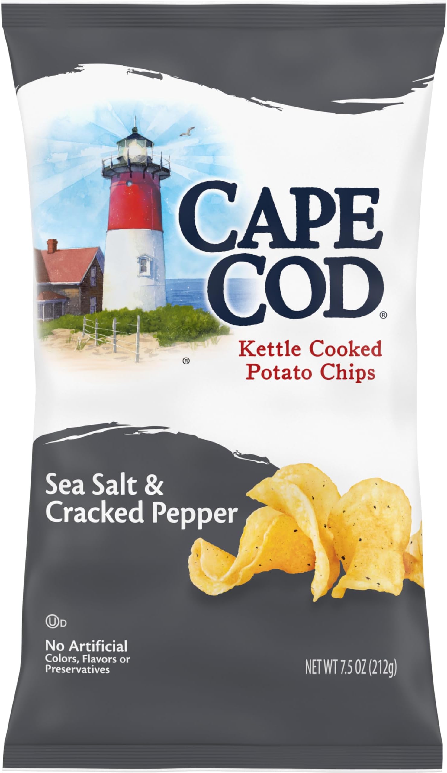 Cape Cod Sea Salt & Cracked Pepper Chips, 7.5 Oz Bag