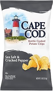 Cape Cod Sea Salt & Cracked Pepper Chips, 7.5 Oz Bag