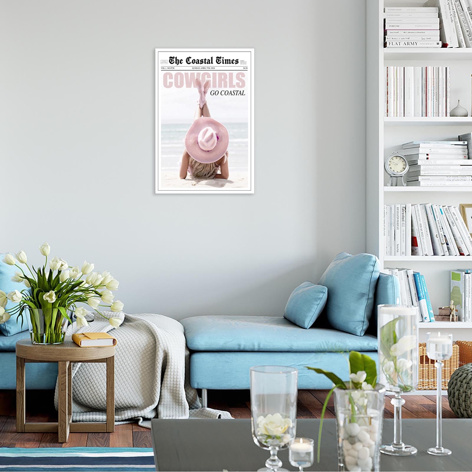 Retro Surf Wall Art - Vintage Coastal Newspaper Poster 11x14 Inch Beach Decor