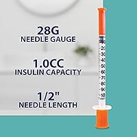 Vista 4 de Jeringas de insulina de un solo uso TRUEplus, 28G 1.0cc 1/2 pulgada de longitud de aguja, 100 unidades (10 paquetes de 10)