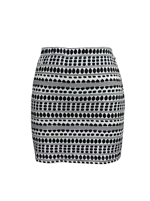 Milumia Womens Striped Geo Print Bodycon Mini Skirt Elegant High Waist Casual Work Skirts