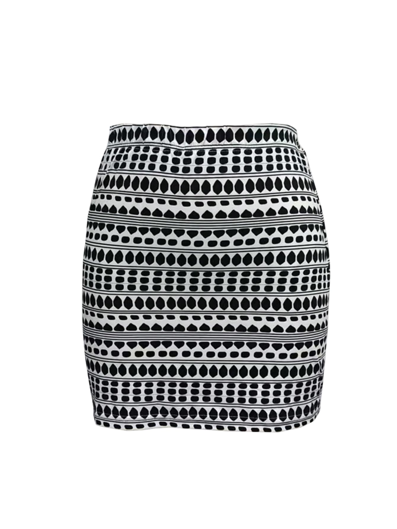 Milumia Womens Striped Geo Print Bodycon Mini Skirt Elegant High Waist Casual Work Skirts