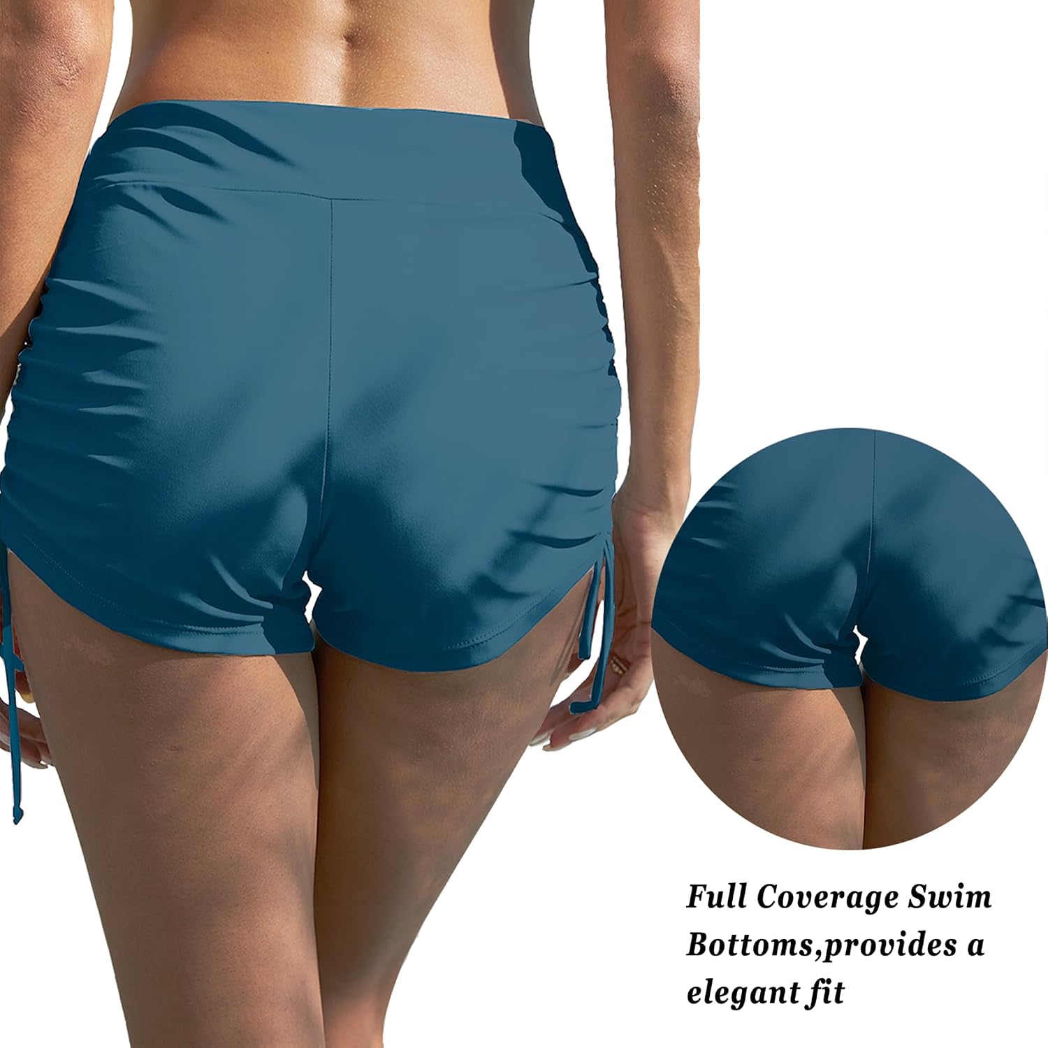 Sunshine swing Womens Swim Shorts High Waisted Swimming Board Shorts Adjustable Side Tie Tummy Control Bathing Suit Shorts