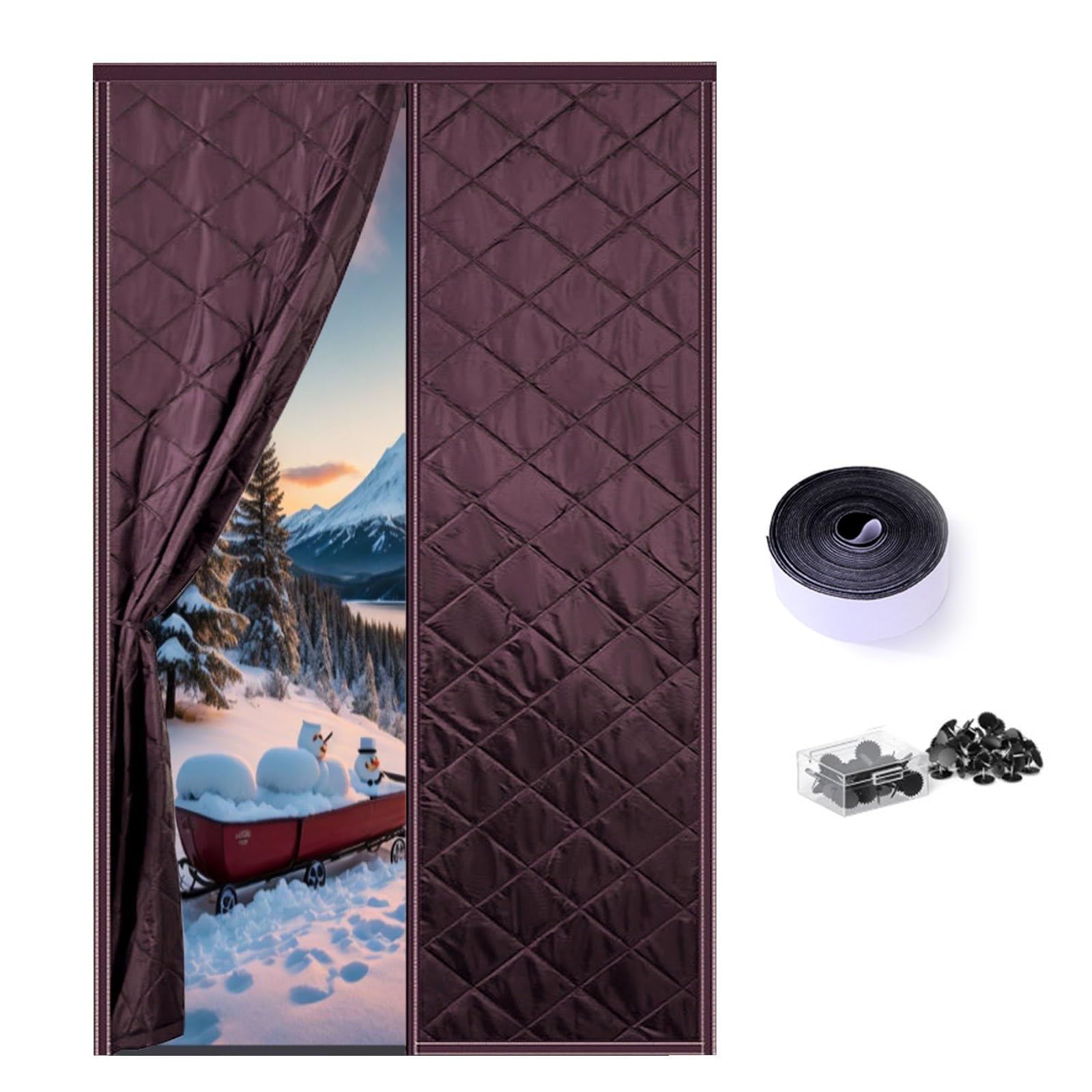Hiver rideau de porte isolant thermique magnétique W115xH220cm bloque air froid de cave