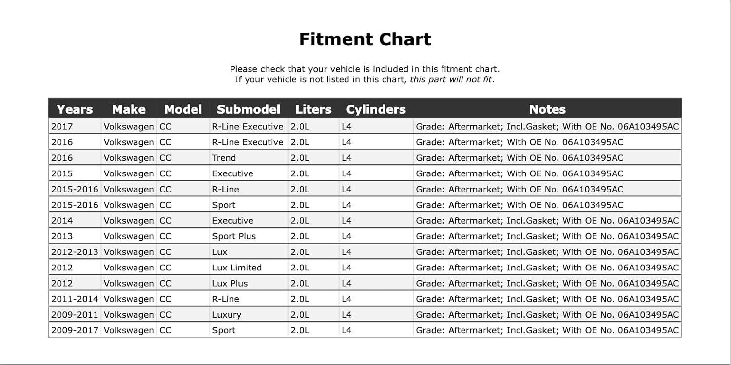 Engine Oil Separator Compatible With Volkswagen CC 2.0L L4 2017 2016 2015 2014 2013 2012 2011 2010 2009 P-2743995