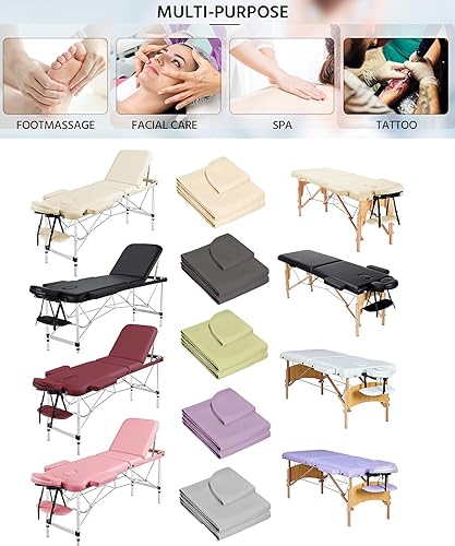 Miniatura 2 de Juego de sábanas de microfibra de 3 piezas para mesa de masaje que incluye funda para reposo facial de masaje, funda para mesa de masaje y sábana