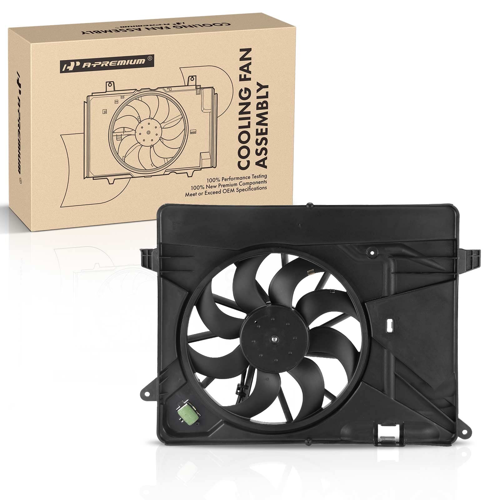 A-Premium Engine Radiator Cooling Fan Assembly Compatible with Select Buick & Chevrolet Models - Encore 2014-2021, Trax 2015-2021 - Replace# 95301357, 95322864