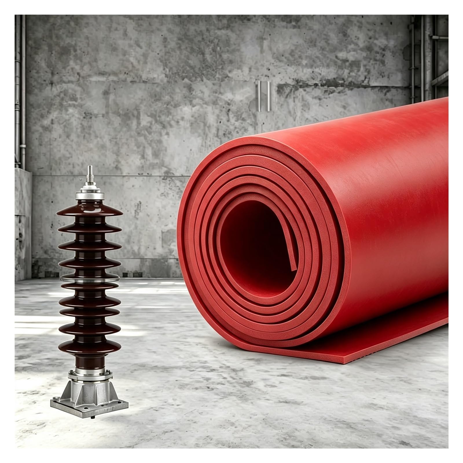 Alfombra Dieléctrica de Caucho para Cuadros, Tapete Aislante Eléctrico | Aislante para Proteger a los Trabajadores Eléctricos, Fácil de Limpiar/Mantener, Personalizable(Red-2/5" T,9.9ft L)