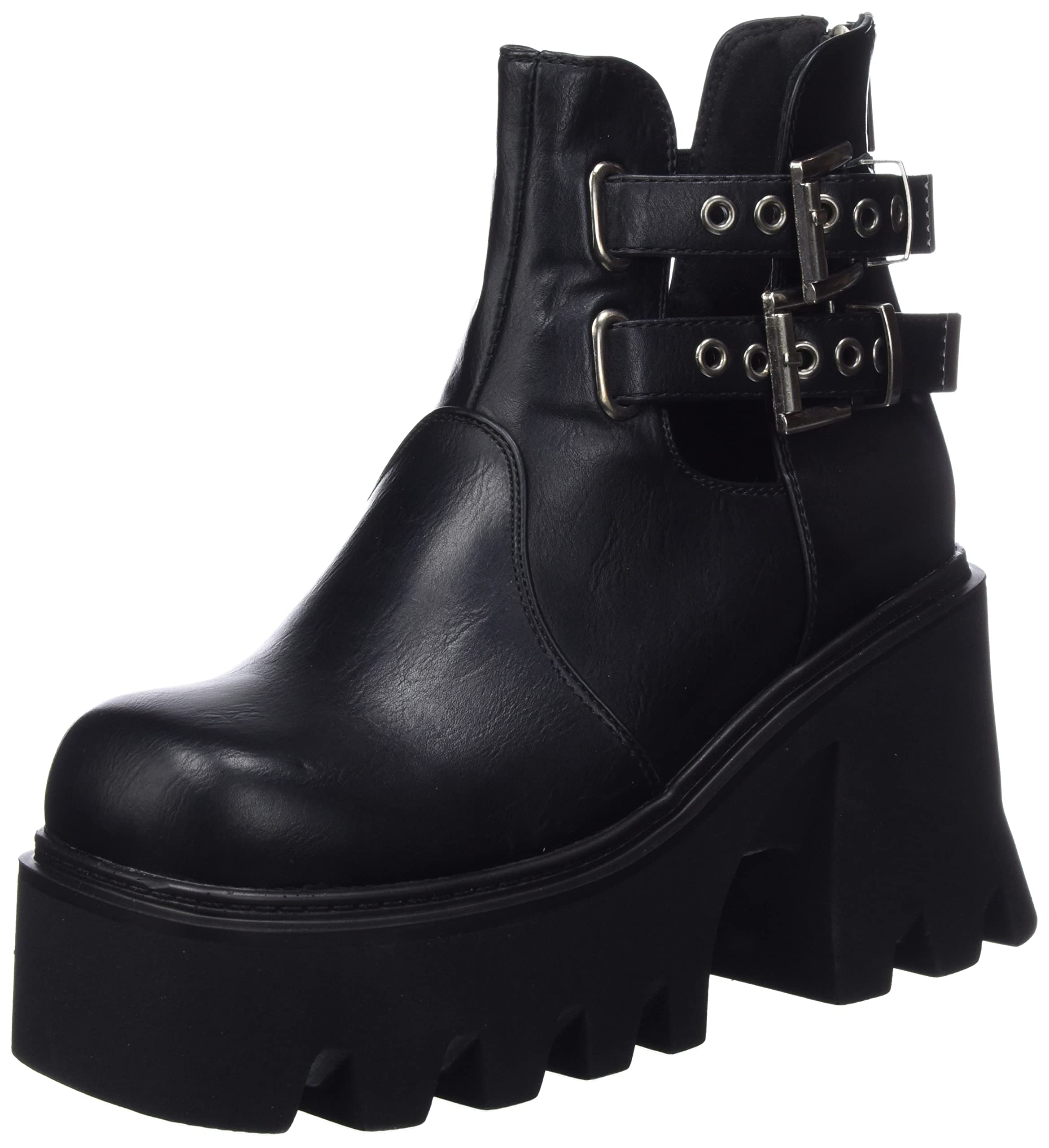 LAMODA - Humble Beginnings Chunky Platform Ankle Boots, EU 37, Black PU, 5 UK