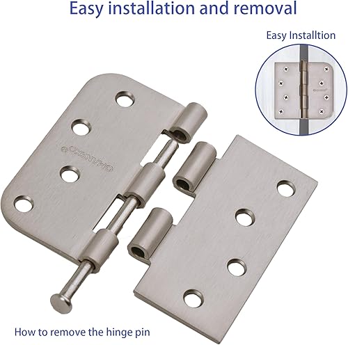Miniatura 4 de Bisagras de puerta de níquel de 4 x 4 pulgadas, paquete de 18 bisagras de puerta de níquel satinado para puertas interiores, bisagras resistentes