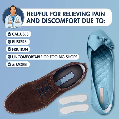 Miniatura 5 de Dr. Frederick's Original Protectores de talón de gel, 12 piezas, agarres adhesivos suaves para la parte trasera del zapato, evitan ampollas,